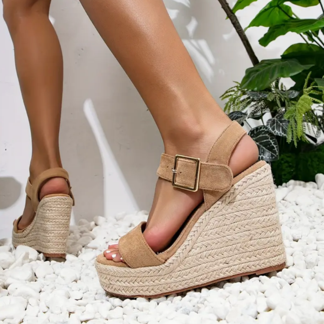 Saray | Sandalias de cuña de esparto ortopédicas