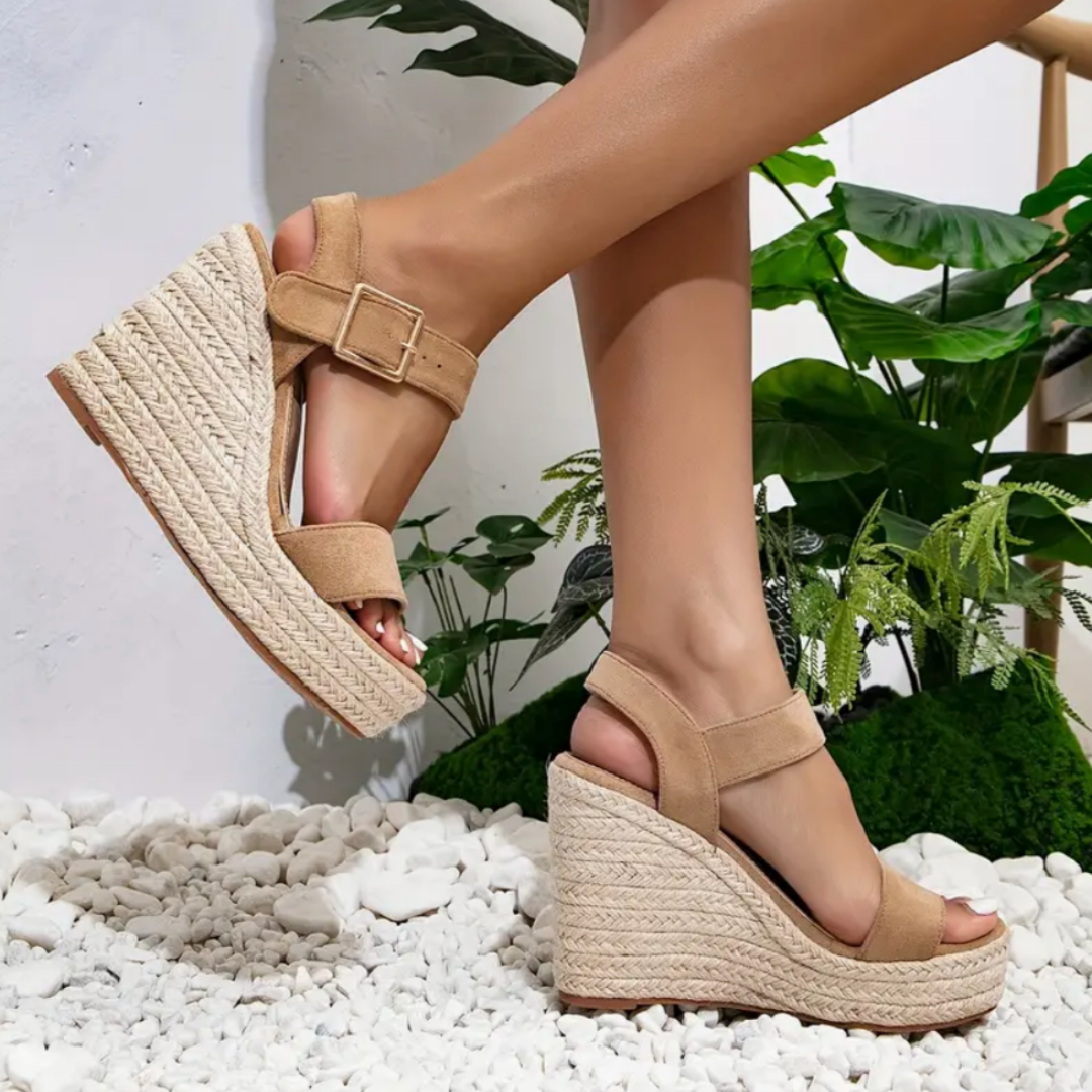 Saray | Sandalias de cuña de esparto ortopédicas